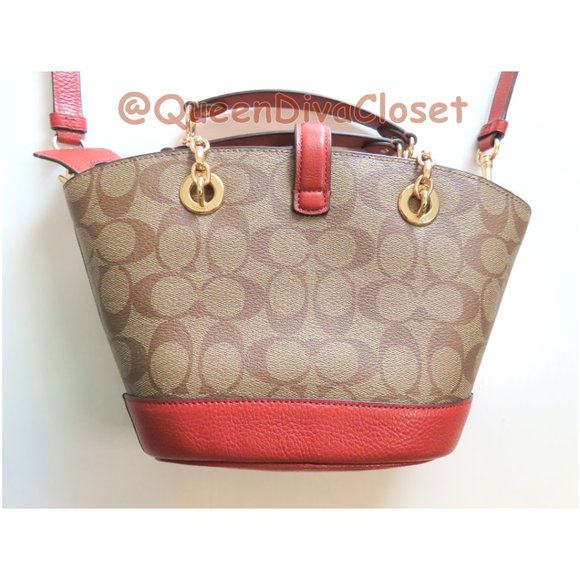 Lane Bucket Bag Purse Satchel Crossbody In Signature Canvas C8597 - Picture 5 of 12